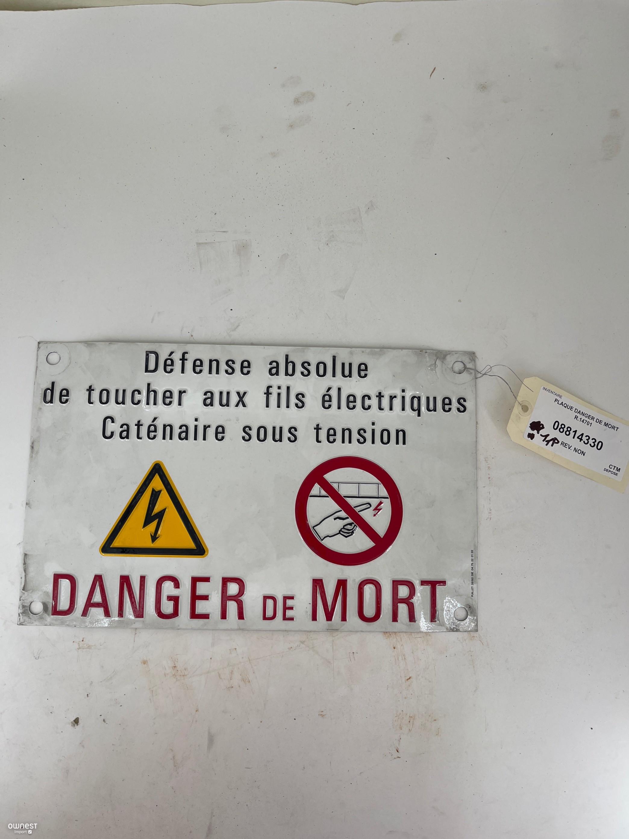 PLAQUE DANGER DE MORT R14701