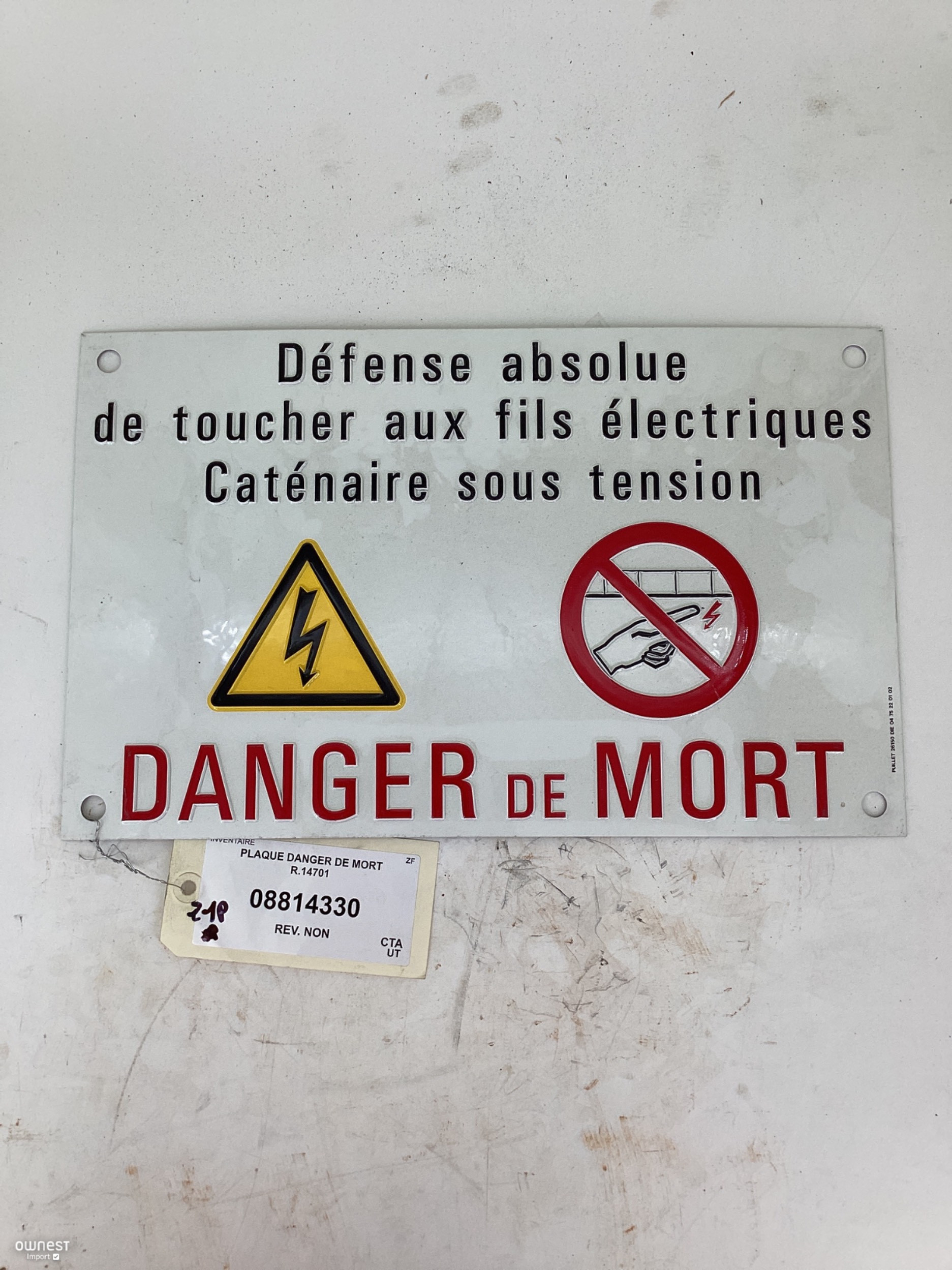 PLAQUE DANGER DE MORT R14701